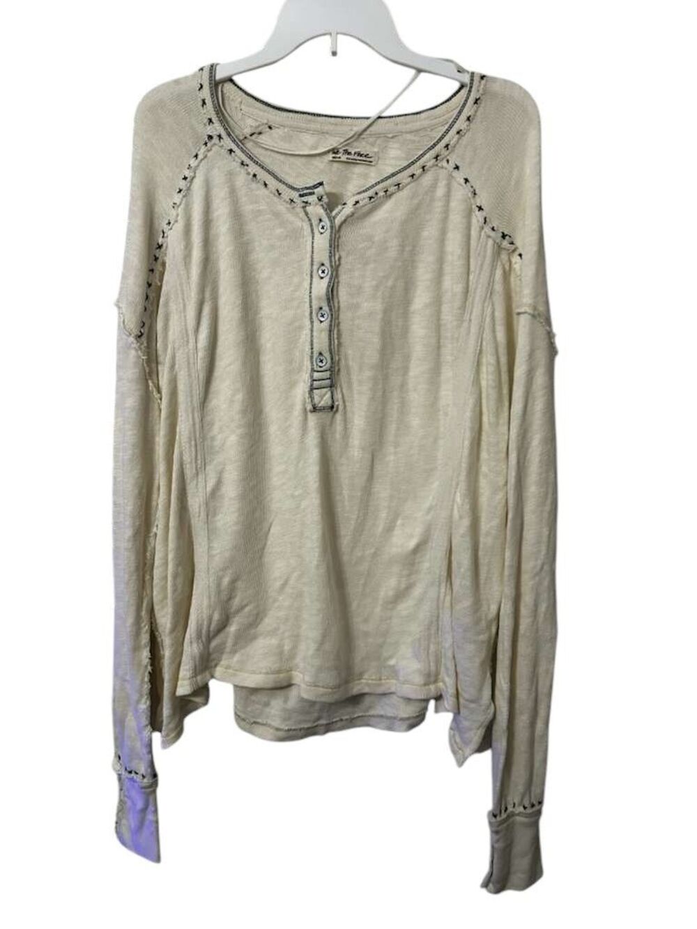 Free People We The Free Taylor Henley Tunic Sweater Women Medium Cream Oversized